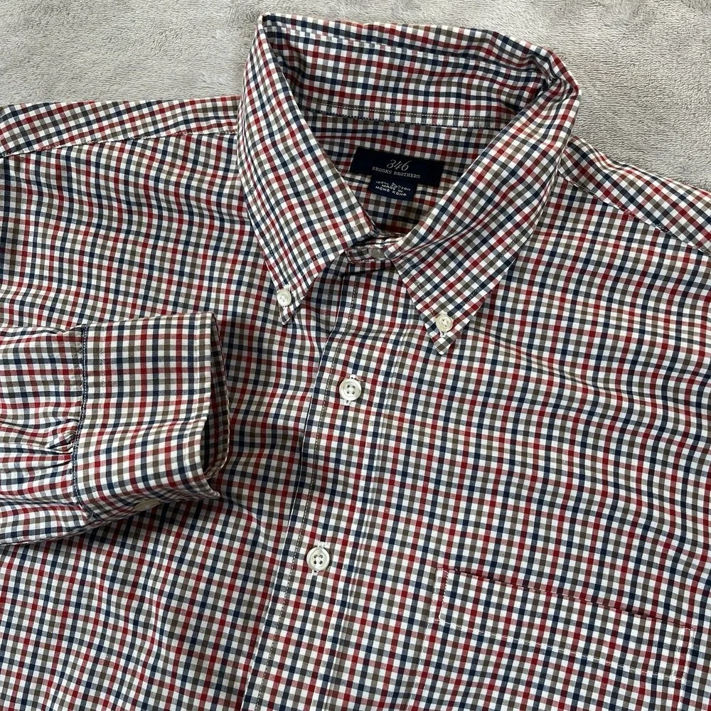 Brooks Brothers 346 Men's L Multicolor Plaid Long Sleeve Button‎ Down Shirt